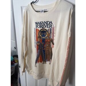 Marvel Studios Black Panther Wakanda Forever Graphic Sweatshirt Cream XL